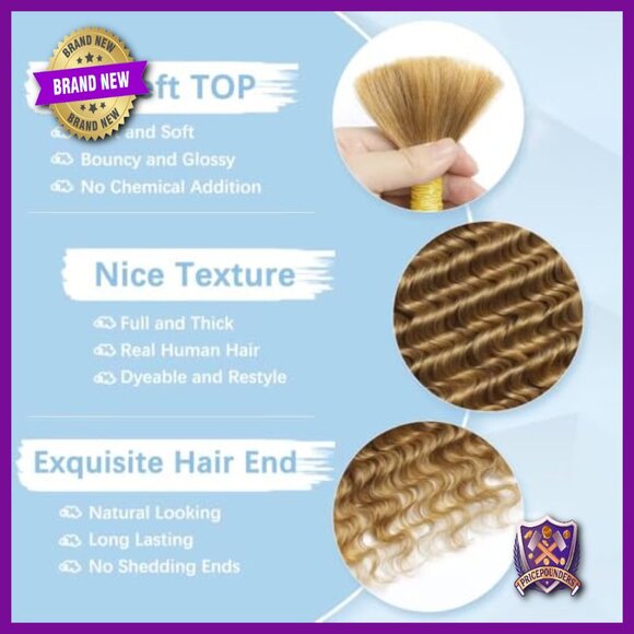 150g 14 Inch Human Hair Extensions 6 Bundles Deep Wave Boho Braiding